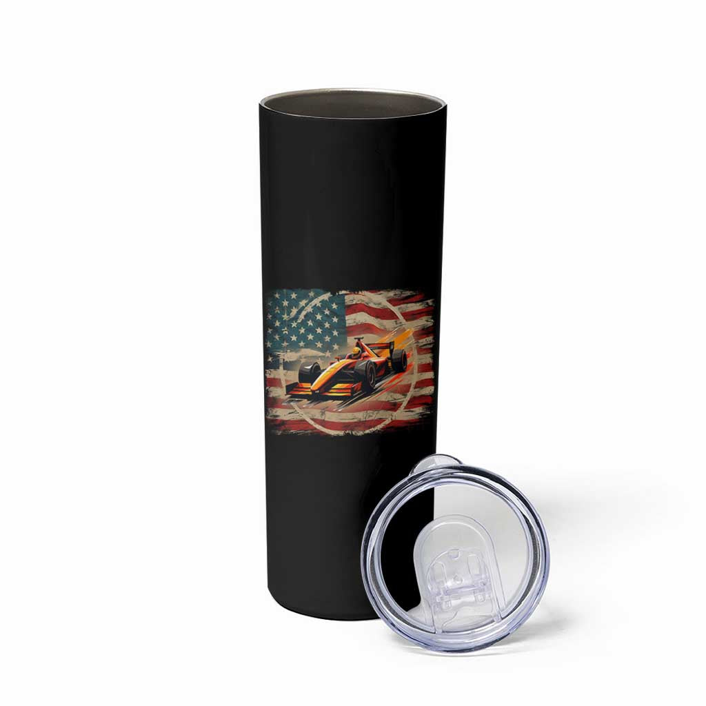 Racing Car Skinny Tumbler Patriotic American Flag Race