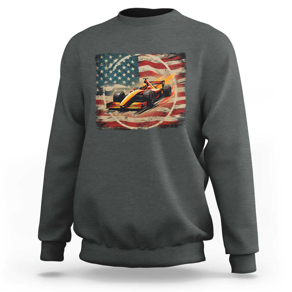 Racing Car Sweatshirt Patriotic American Flag Race - Wonder Print Shop