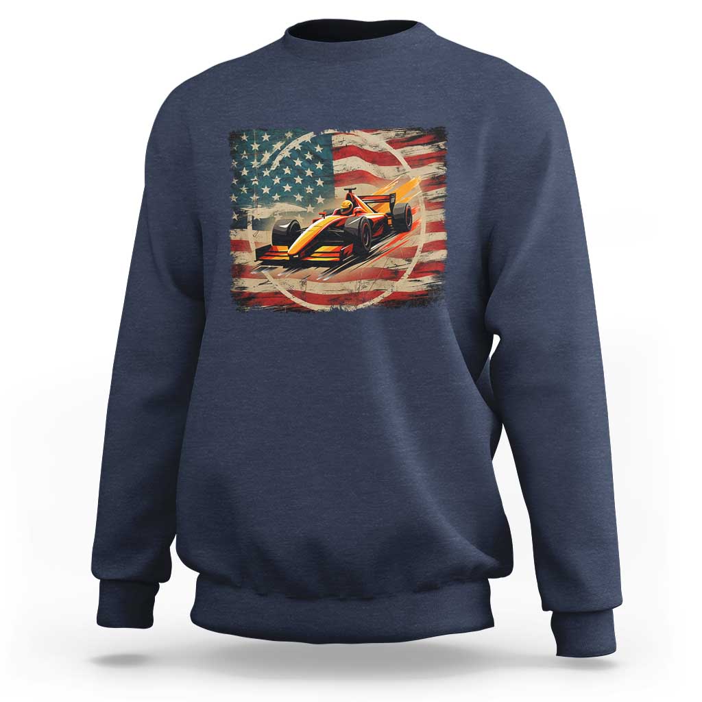 Racing Car Sweatshirt Patriotic American Flag Race - Wonder Print Shop