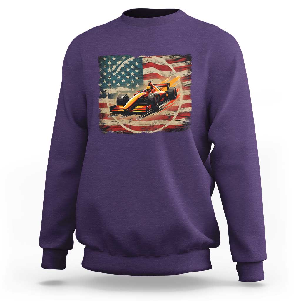 Racing Car Sweatshirt Patriotic American Flag Race - Wonder Print Shop