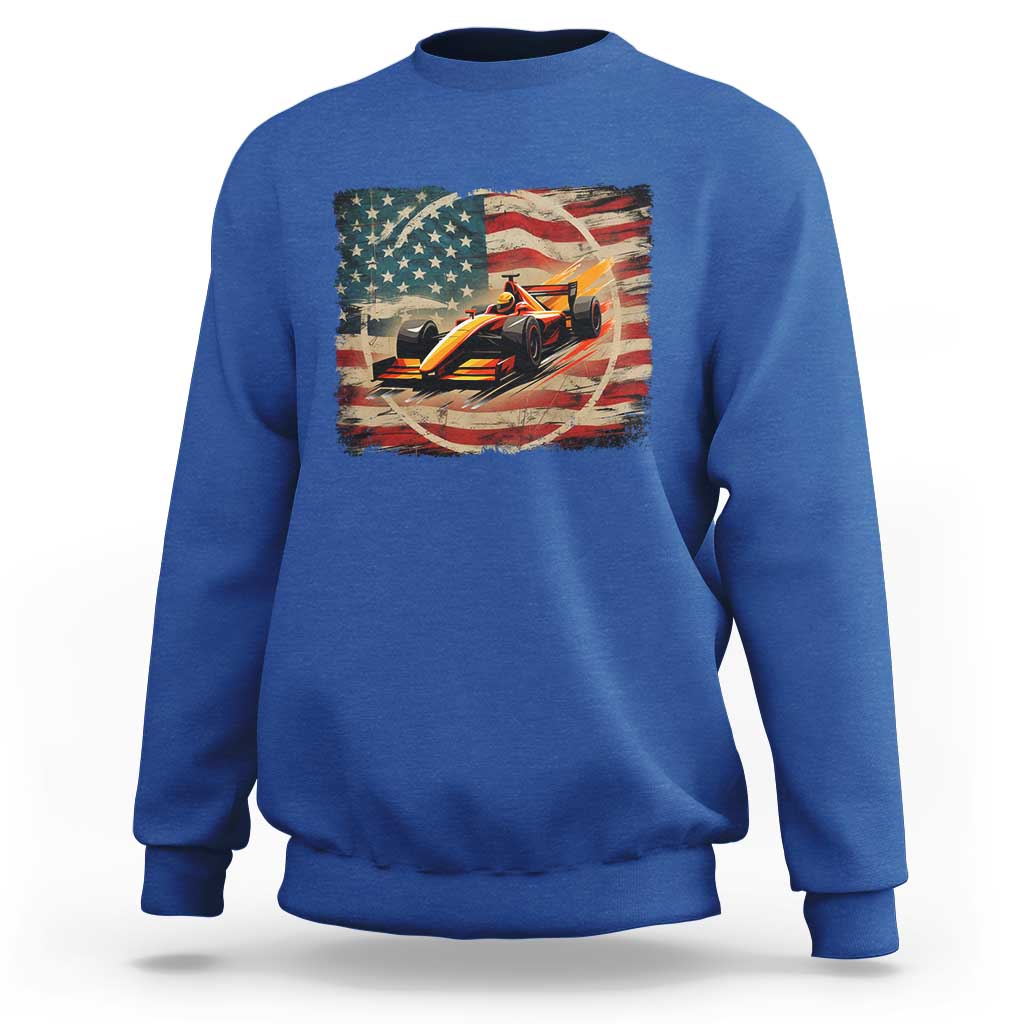 Racing Car Sweatshirt Patriotic American Flag Race - Wonder Print Shop