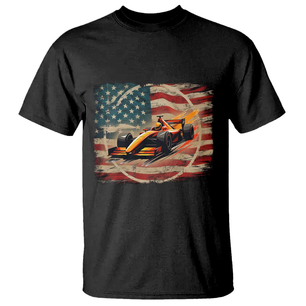 Racing Car T Shirt Patriotic American Flag Race - Wonder Print Shop