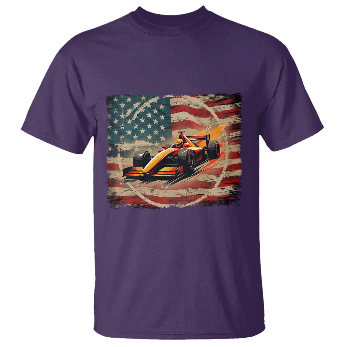 Racing Car T Shirt Patriotic American Flag Race - Wonder Print Shop