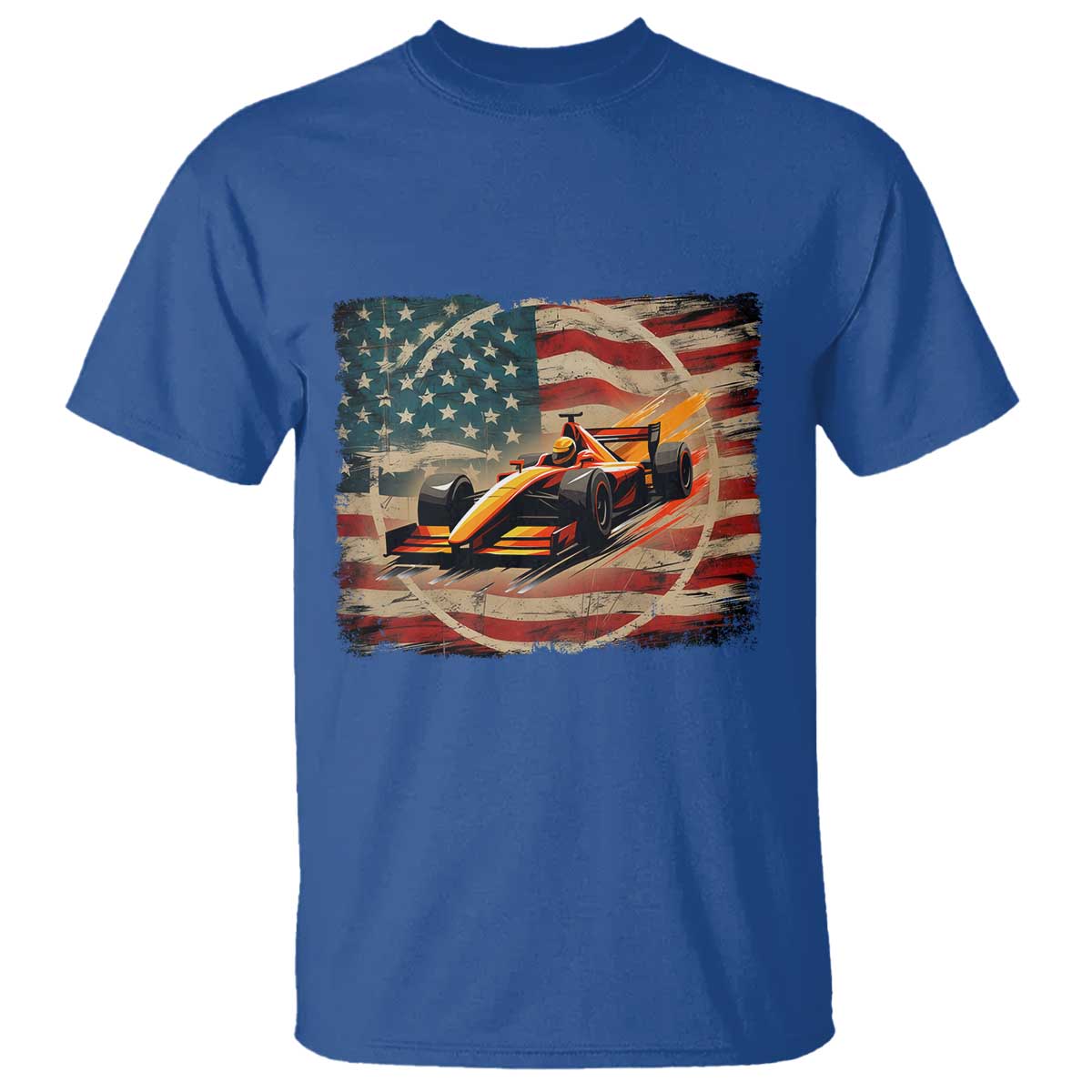 Racing Car T Shirt Patriotic American Flag Race - Wonder Print Shop
