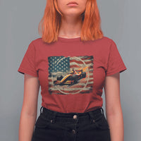 Racing Car T Shirt For Women Patriotic American Flag Race - Wonder Print Shop