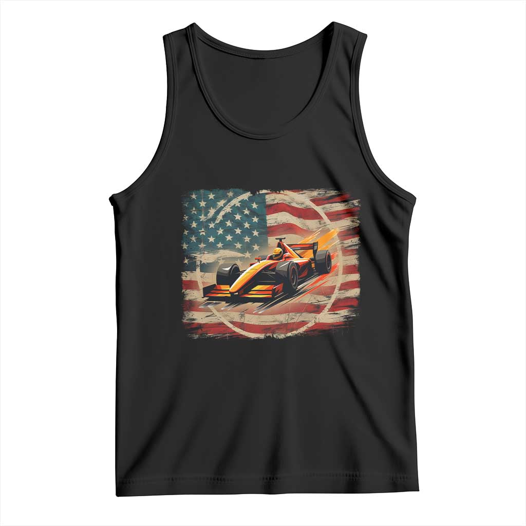 Racing Car Tank Top Patriotic American Flag Race - Wonder Print Shop