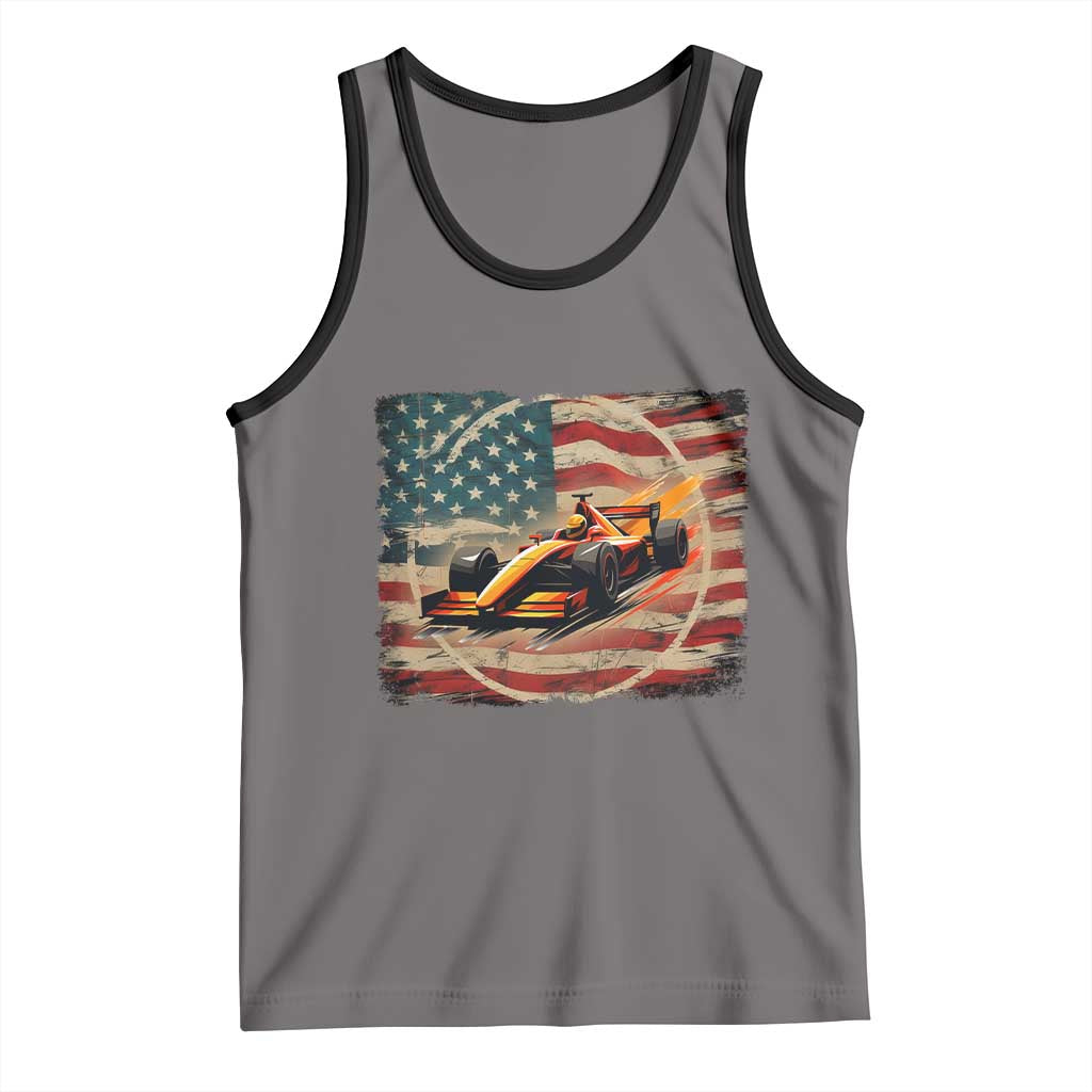 Racing Car Tank Top Patriotic American Flag Race - Wonder Print Shop