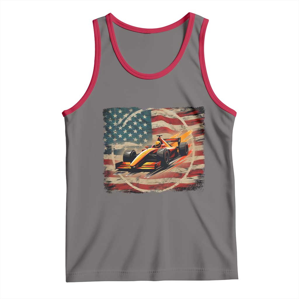 Racing Car Tank Top Patriotic American Flag Race - Wonder Print Shop