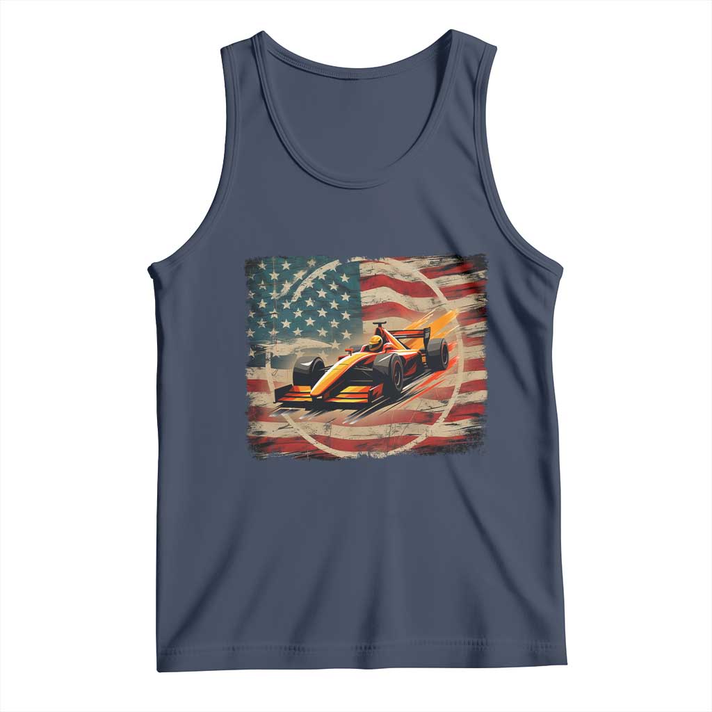 Racing Car Tank Top Patriotic American Flag Race - Wonder Print Shop
