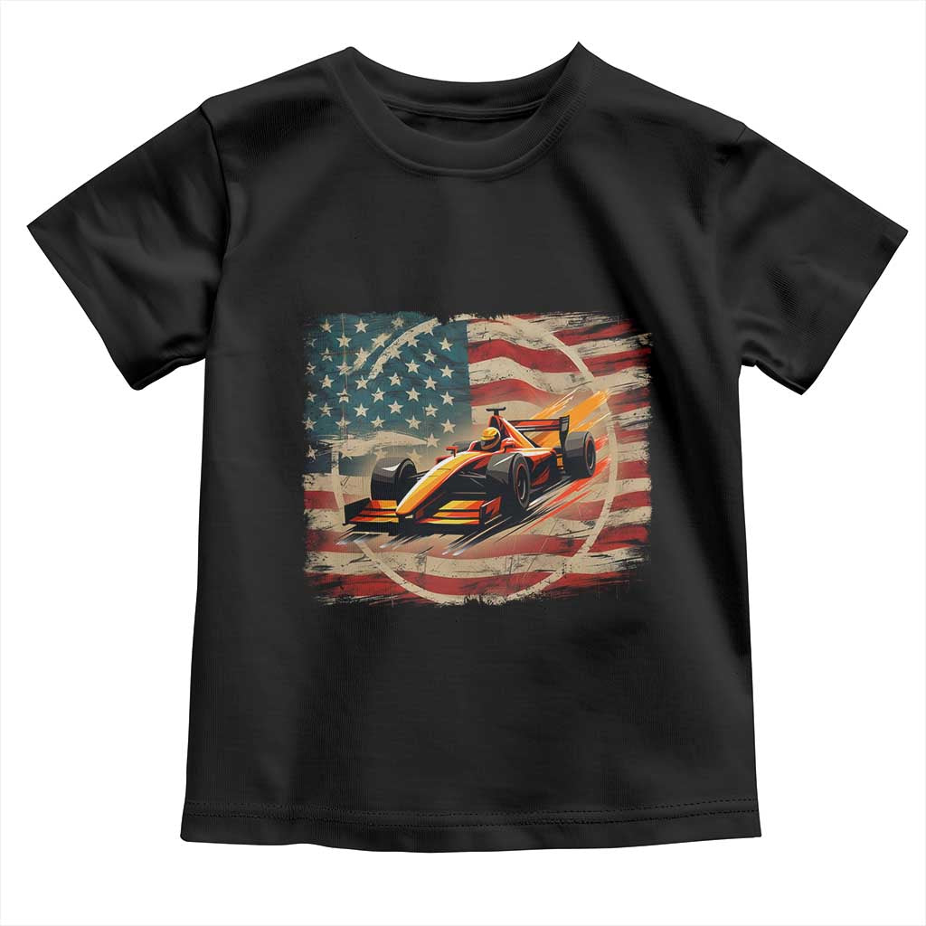 Racing Car Toddler T Shirt Patriotic American Flag Race - Wonder Print Shop
