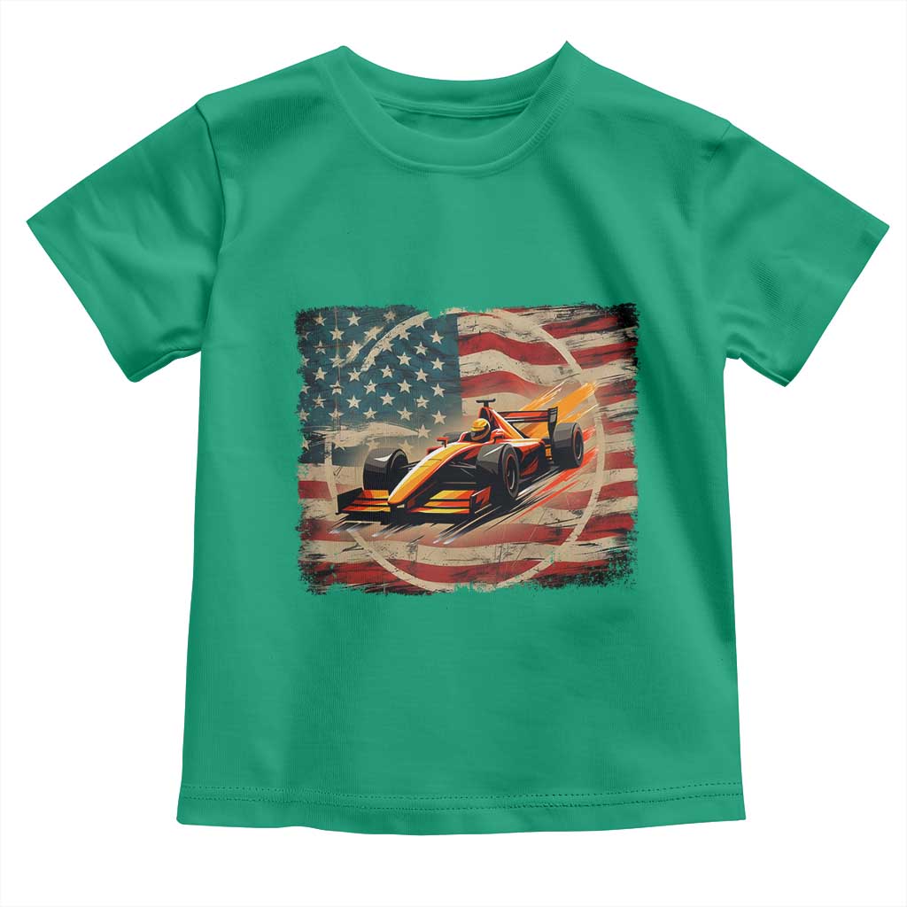 Racing Car Toddler T Shirt Patriotic American Flag Race - Wonder Print Shop