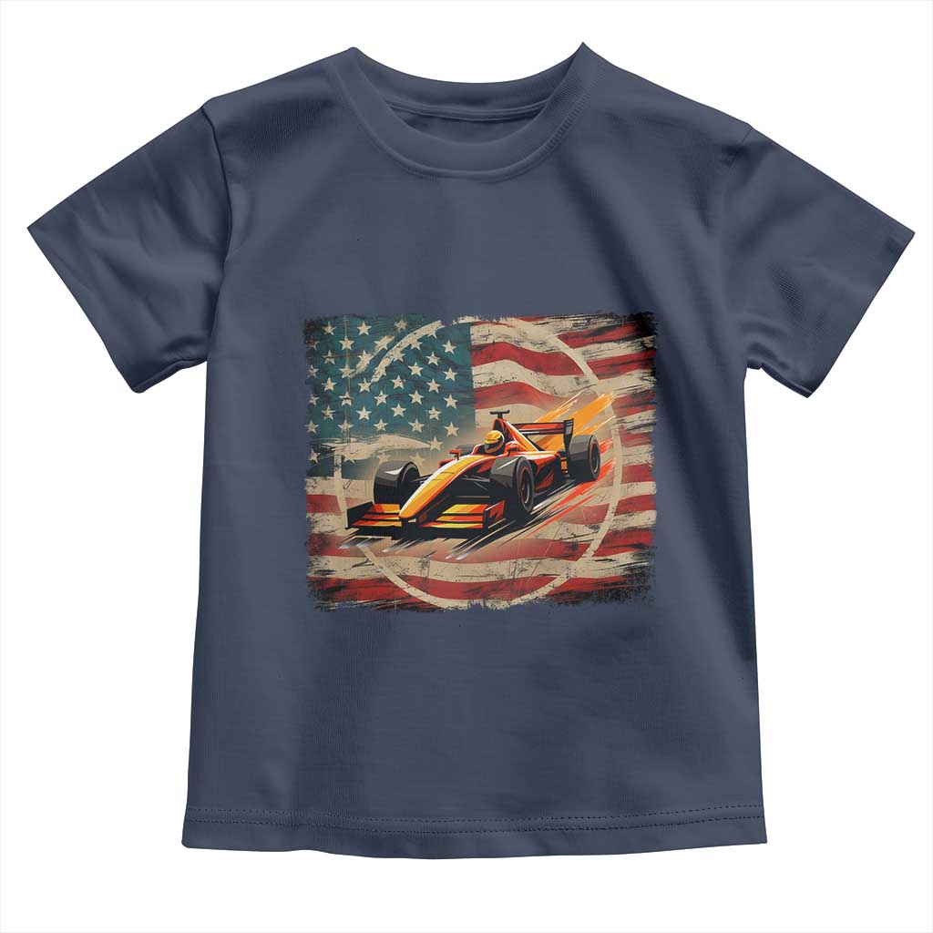 Racing Car Toddler T Shirt Patriotic American Flag Race - Wonder Print Shop