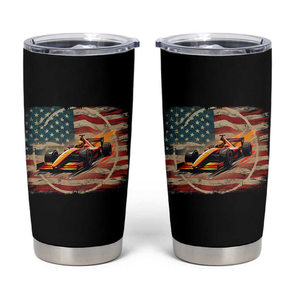Racing Car Tumbler Cup Patriotic American Flag Race