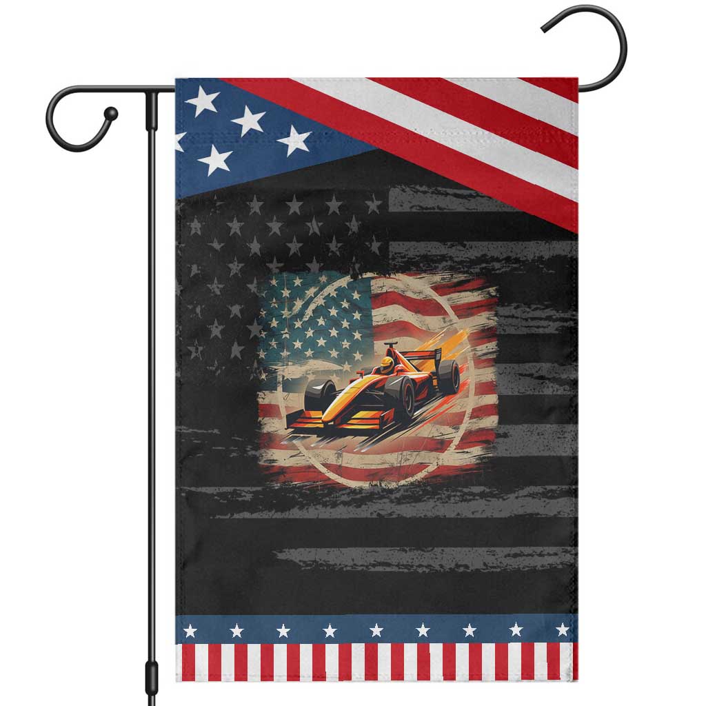 Racing Car Garden Flag Patriotic American Flag Race