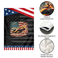 Racing Car Garden Flag Patriotic American Flag Race