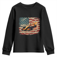 Racing Car Youth Sweatshirt Patriotic American Flag Race - Wonder Print Shop
