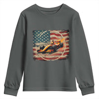 Racing Car Youth Sweatshirt Patriotic American Flag Race - Wonder Print Shop