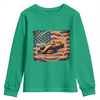 Racing Car Youth Sweatshirt Patriotic American Flag Race - Wonder Print Shop