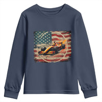 Racing Car Youth Sweatshirt Patriotic American Flag Race - Wonder Print Shop