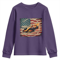 Racing Car Youth Sweatshirt Patriotic American Flag Race - Wonder Print Shop