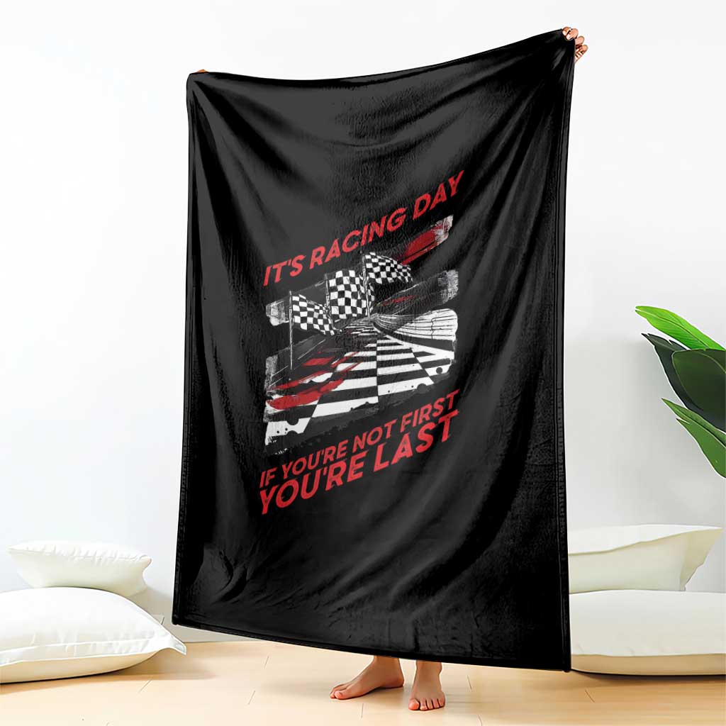 Funny Racing Car Flag Throw Blanket It Is Racing Day - Wonder Print Shop