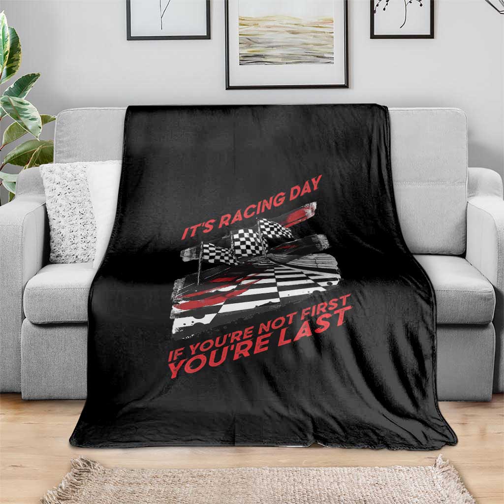 Funny Racing Car Flag Throw Blanket It Is Racing Day - Wonder Print Shop