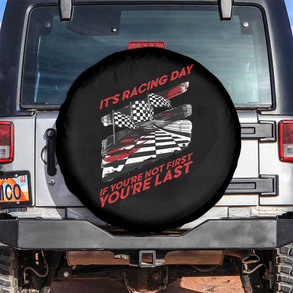 Funny Racing Car Flag Spare Tire Cover It Is Racing Day - Wonder Print Shop