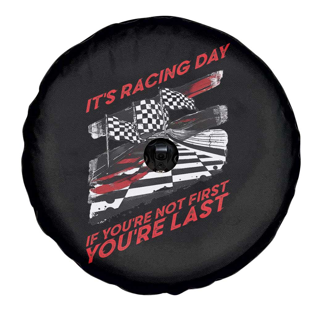 Funny Racing Car Flag Spare Tire Cover It Is Racing Day - Wonder Print Shop