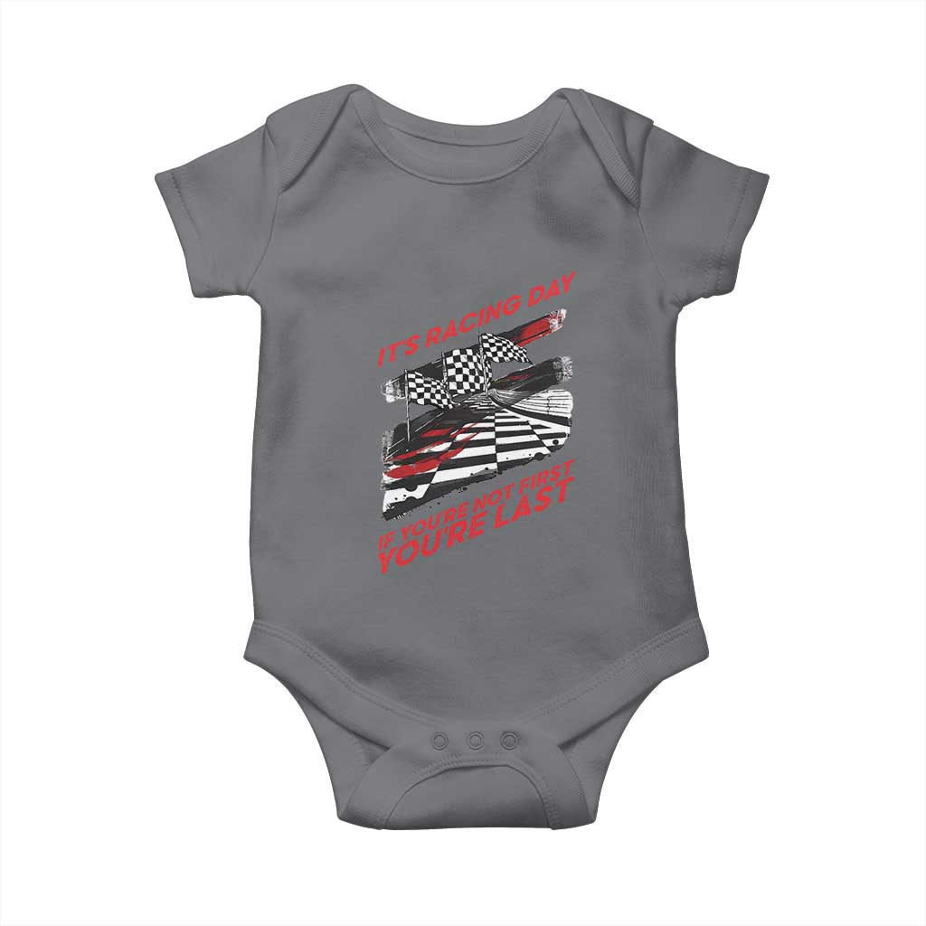 Funny Racing Car Flag Baby Onesie It Is Racing Day - Wonder Print Shop
