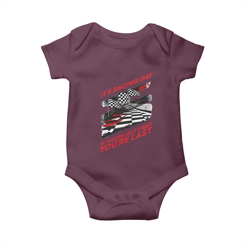 Funny Racing Car Flag Baby Onesie It Is Racing Day - Wonder Print Shop
