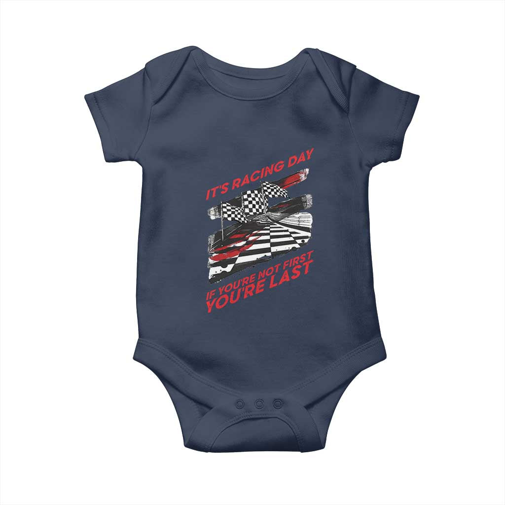 Funny Racing Car Flag Baby Onesie It Is Racing Day - Wonder Print Shop