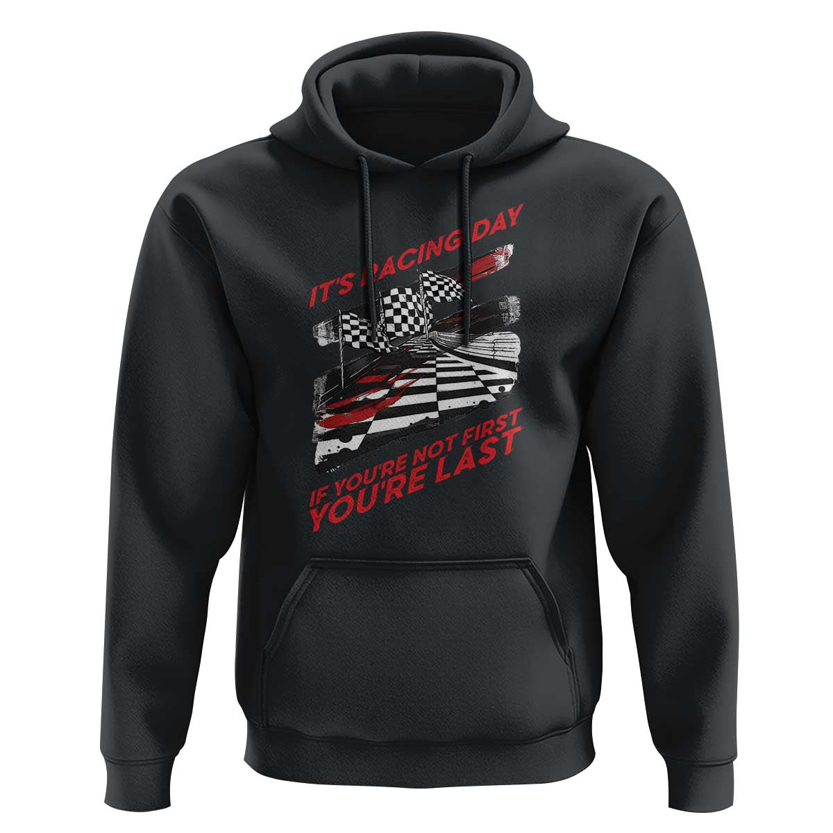 Funny Racing Car Flag Hoodie It Is Racing Day - Wonder Print Shop