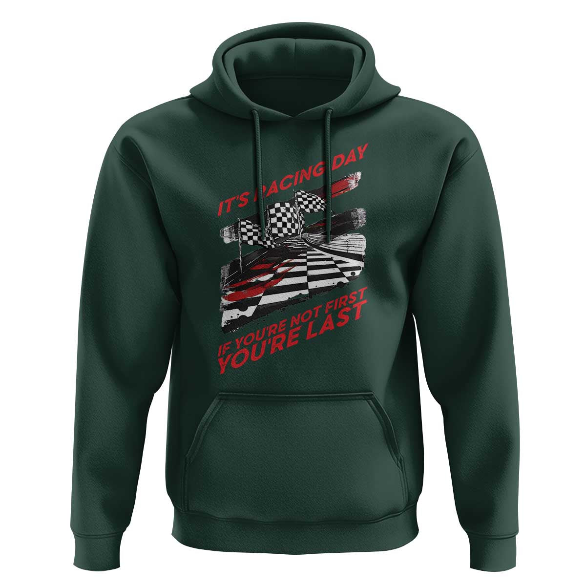 Funny Racing Car Flag Hoodie It Is Racing Day - Wonder Print Shop