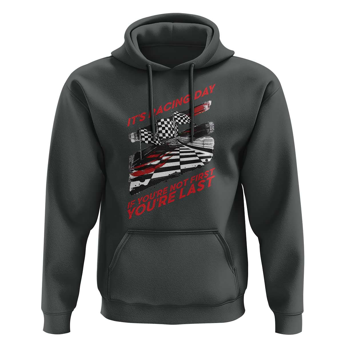 Funny Racing Car Flag Hoodie It Is Racing Day - Wonder Print Shop