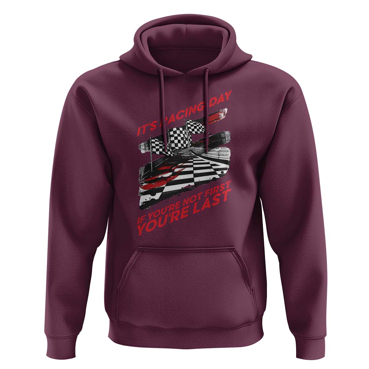 Funny Racing Car Flag Hoodie It Is Racing Day - Wonder Print Shop