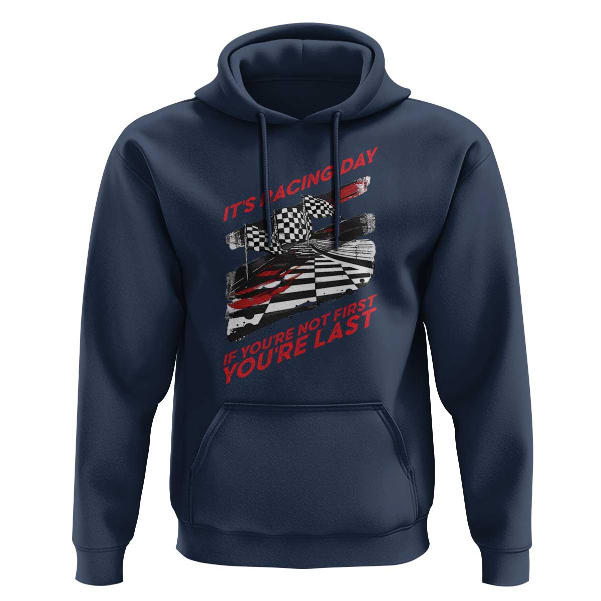 Funny Racing Car Flag Hoodie It Is Racing Day - Wonder Print Shop