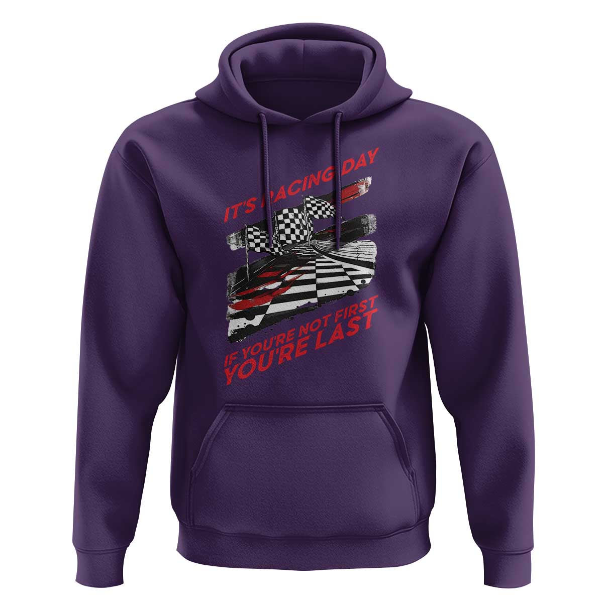 Funny Racing Car Flag Hoodie It Is Racing Day - Wonder Print Shop