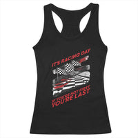 Funny Racing Car Flag Racerback Tank Top It Is Racing Day - Wonder Print Shop