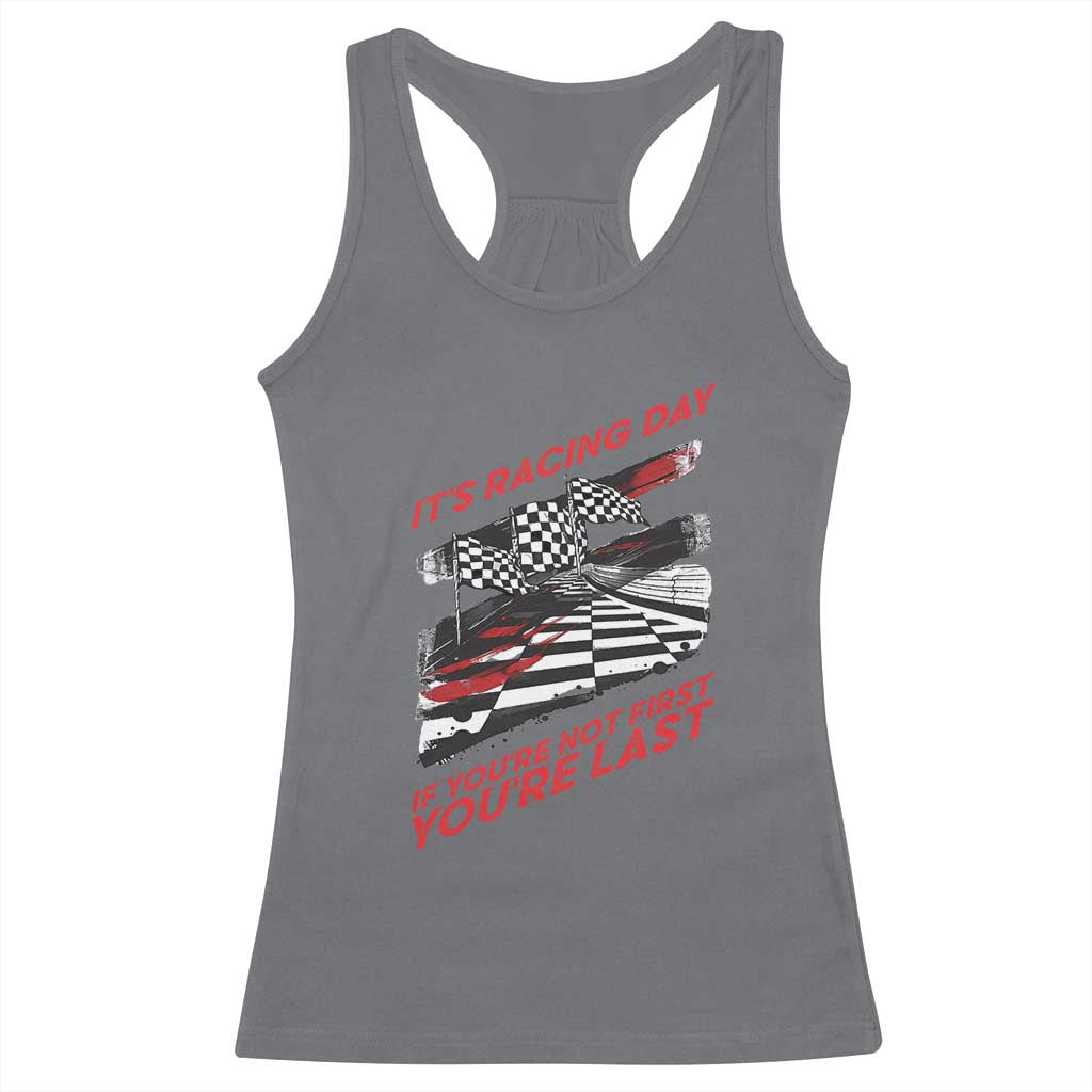 Funny Racing Car Flag Racerback Tank Top It Is Racing Day - Wonder Print Shop