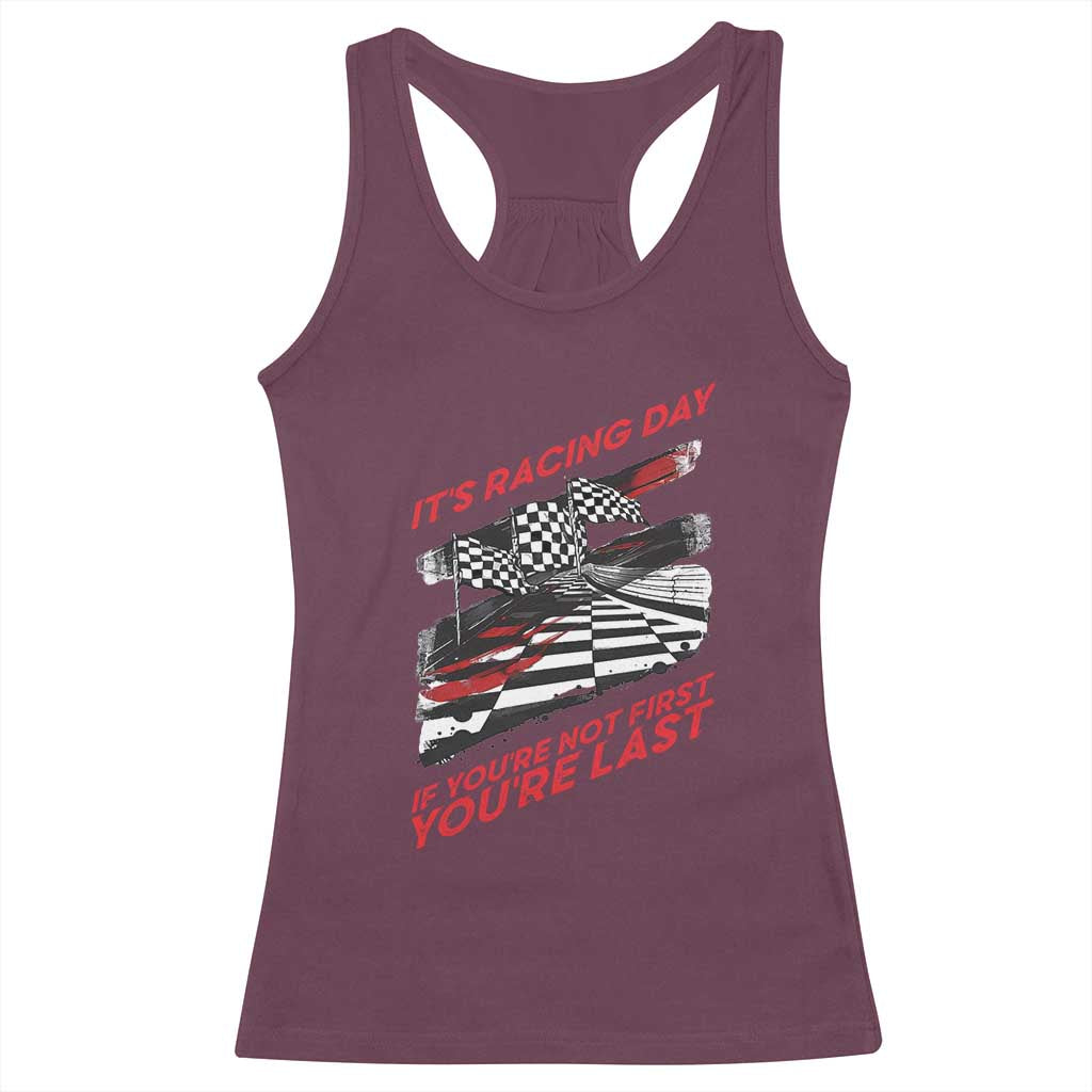 Funny Racing Car Flag Racerback Tank Top It Is Racing Day - Wonder Print Shop