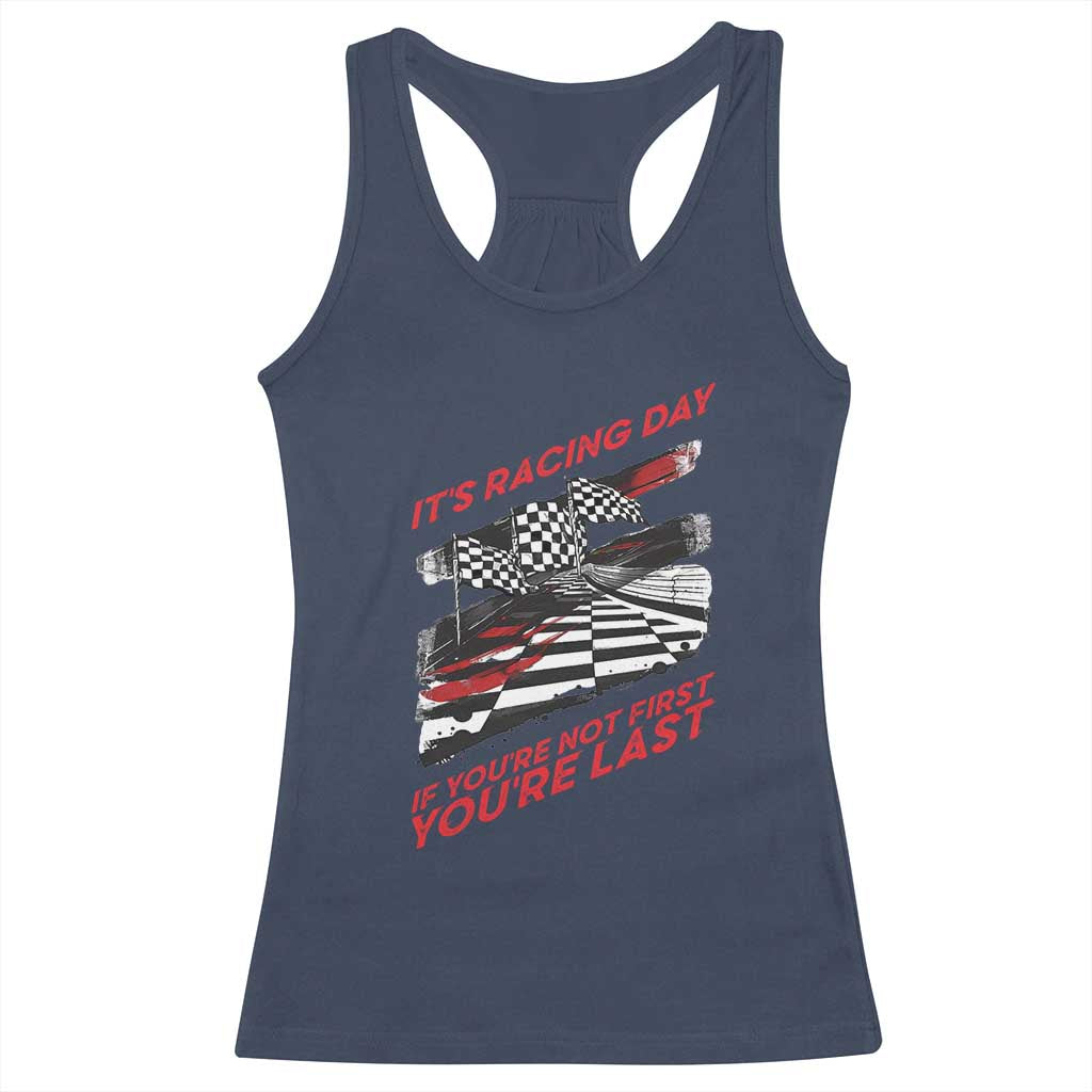 Funny Racing Car Flag Racerback Tank Top It Is Racing Day - Wonder Print Shop