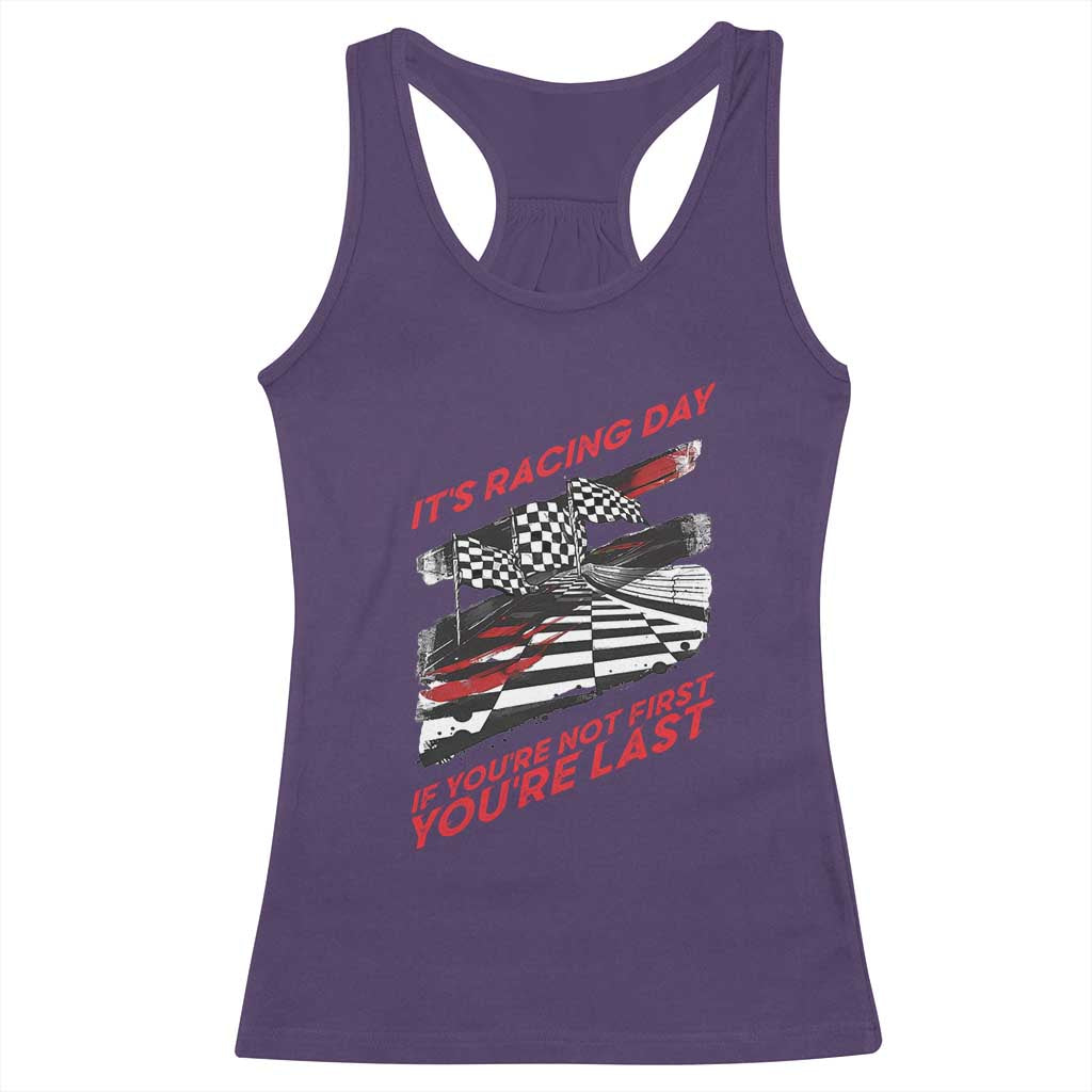 Funny Racing Car Flag Racerback Tank Top It Is Racing Day - Wonder Print Shop