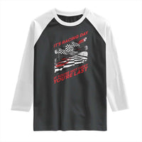 Funny Racing Car Flag Raglan Shirt It Is Racing Day - Wonder Print Shop