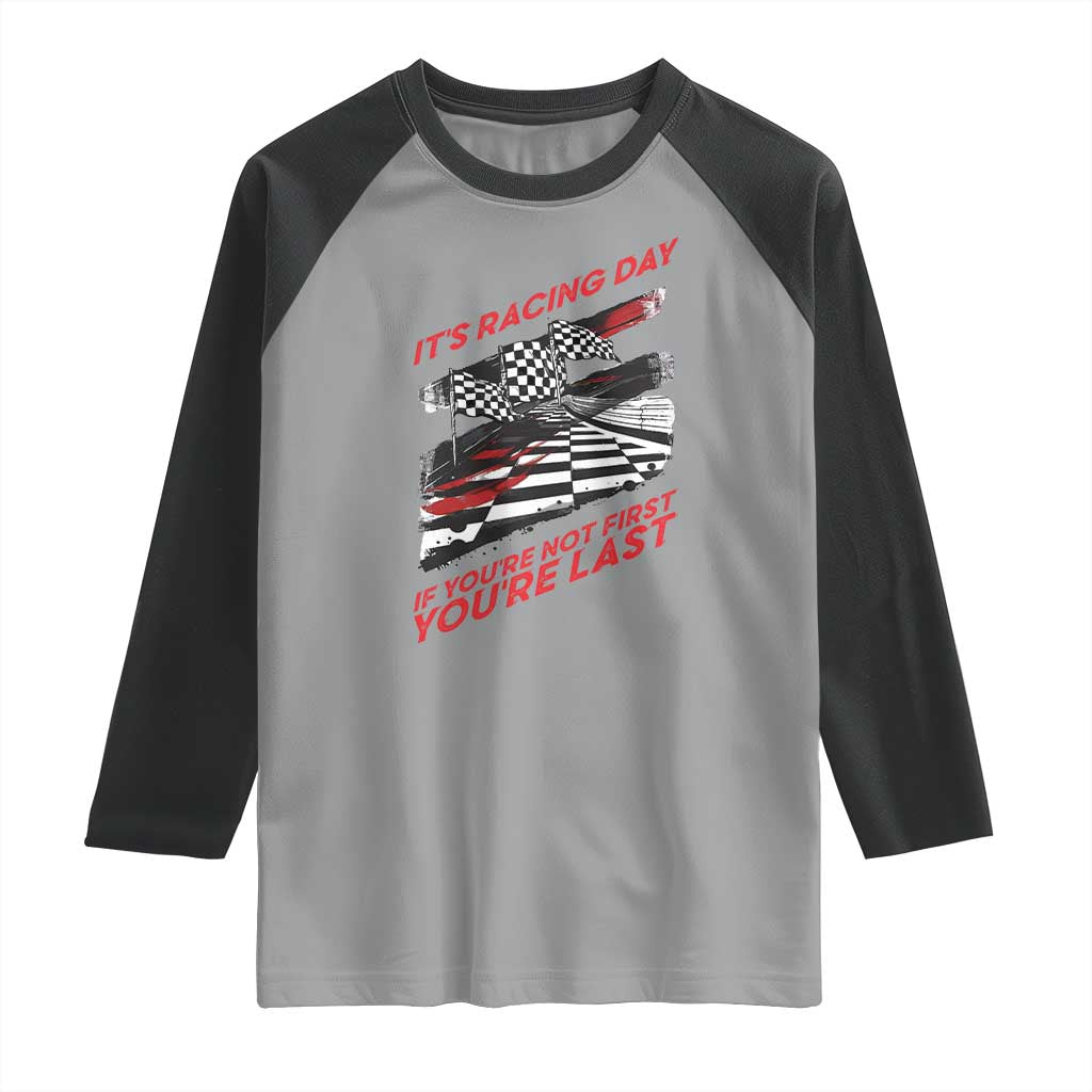 Funny Racing Car Flag Raglan Shirt It Is Racing Day - Wonder Print Shop