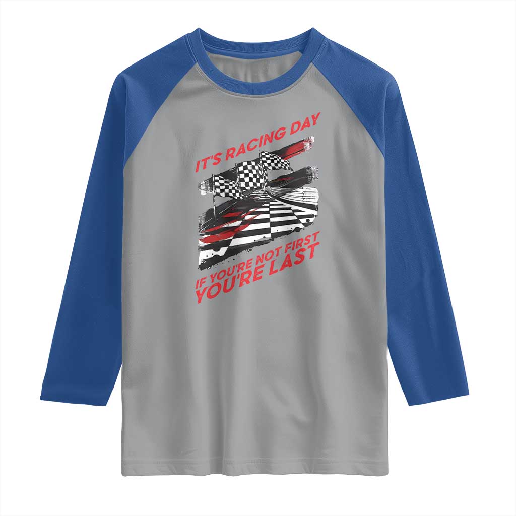 Funny Racing Car Flag Raglan Shirt It Is Racing Day - Wonder Print Shop