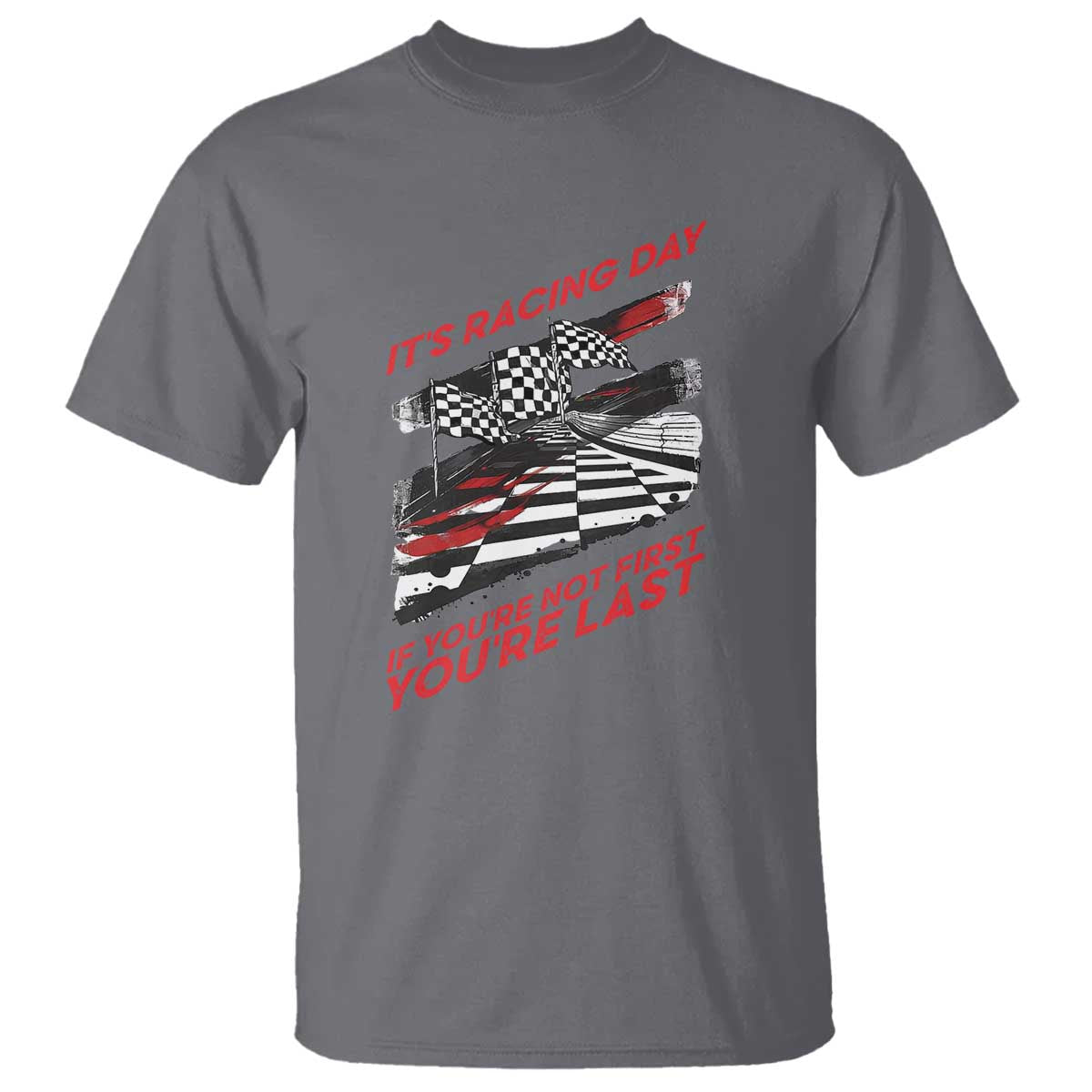 Funny Racing Car Flag T Shirt It Is Racing Day - Wonder Print Shop