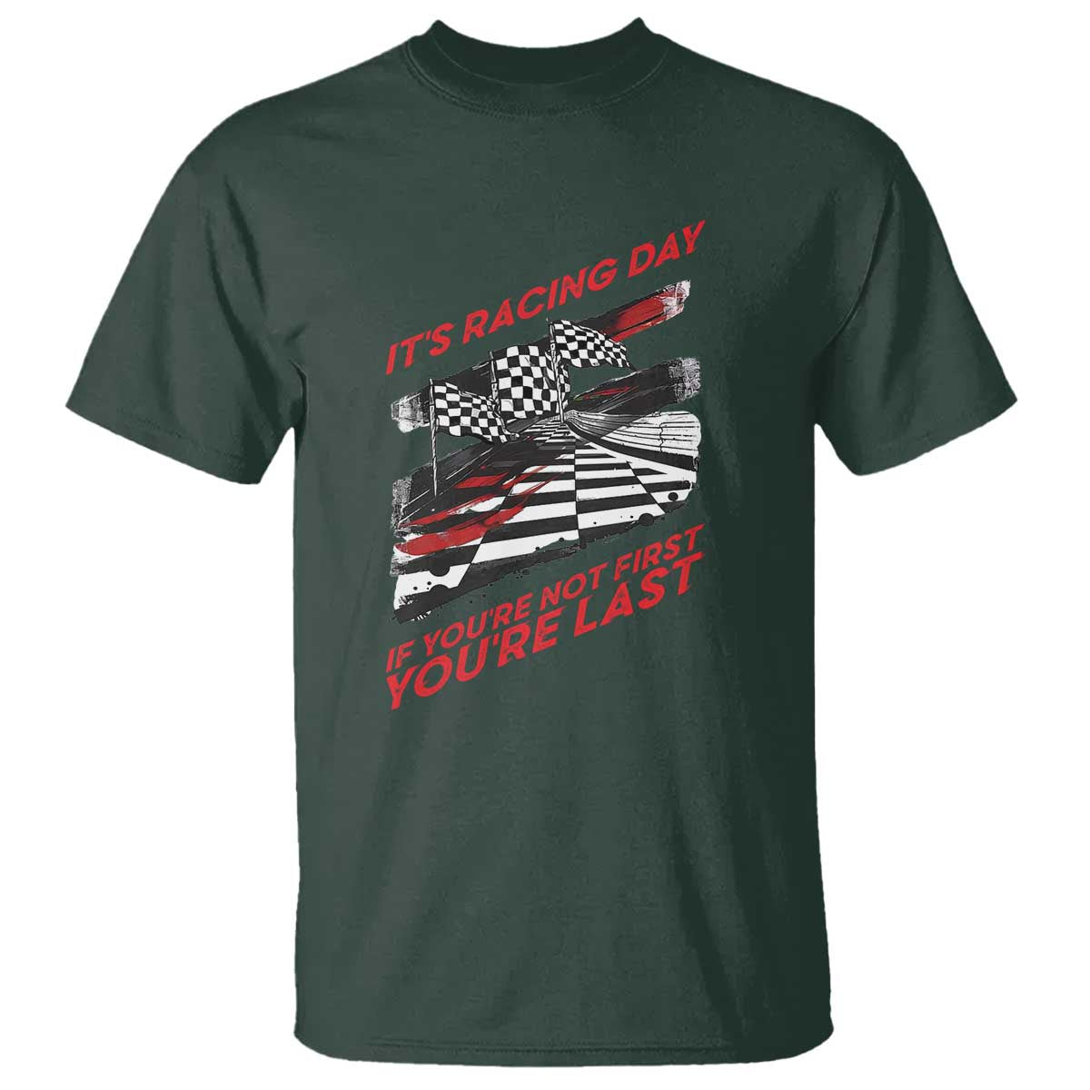 Funny Racing Car Flag T Shirt It Is Racing Day - Wonder Print Shop
