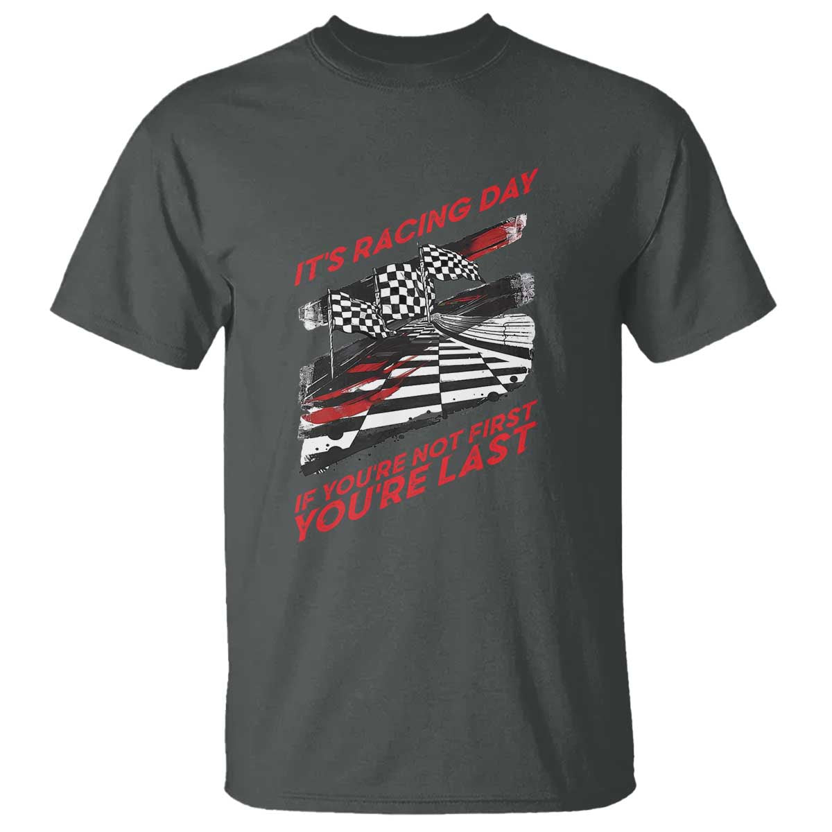 Funny Racing Car Flag T Shirt It Is Racing Day - Wonder Print Shop