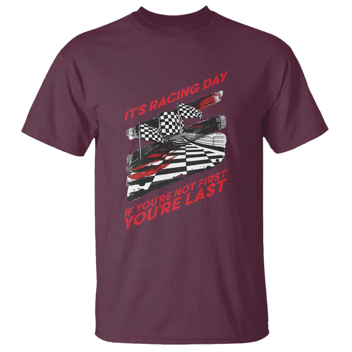 Funny Racing Car Flag T Shirt It Is Racing Day - Wonder Print Shop