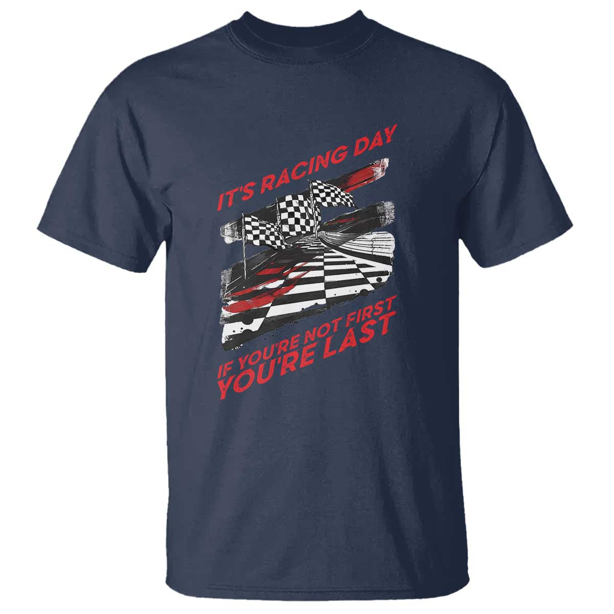 Funny Racing Car Flag T Shirt It Is Racing Day - Wonder Print Shop